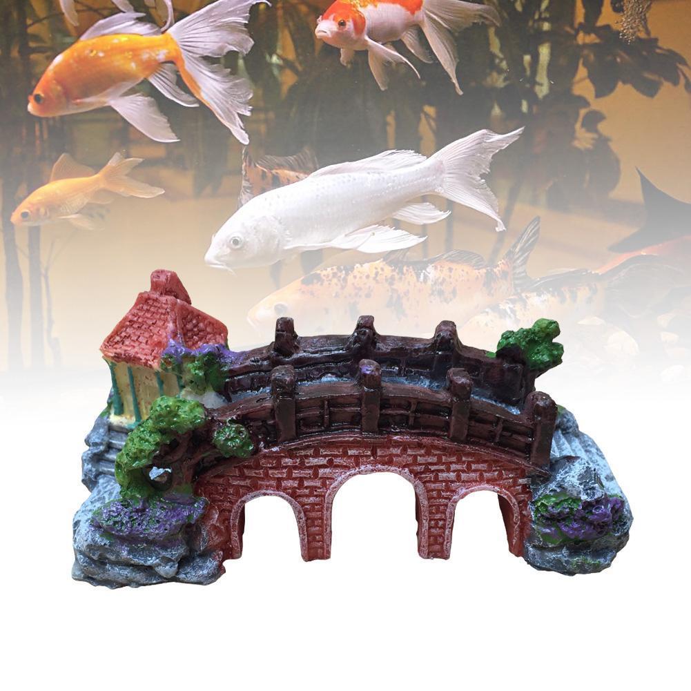 Fish Tank Aquarium Landscape Rockery Fake Bridge Landscaping Decoration Package Fish Globe Decorative Simulation Bridge Rockery Stone