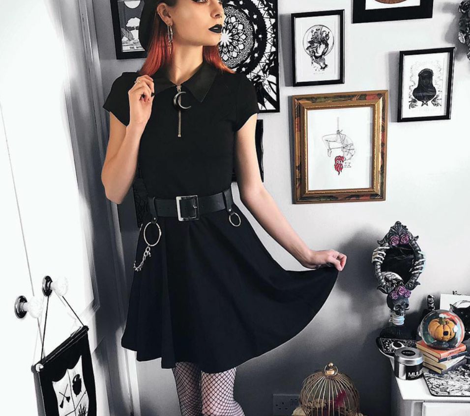 Shirt collar retro slim skirt