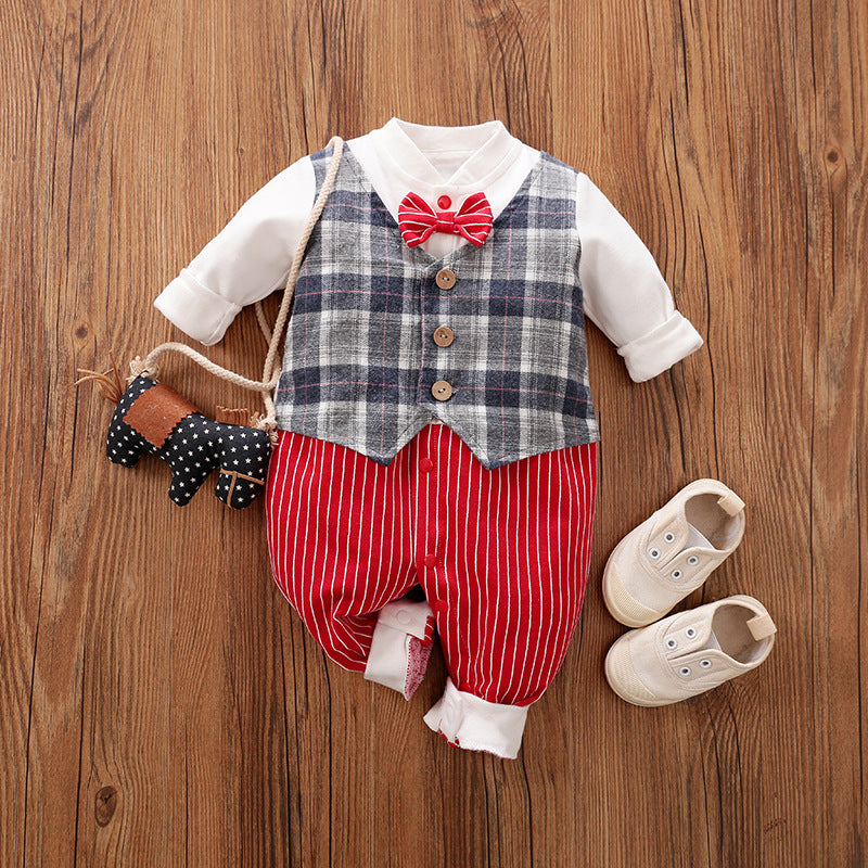 Hermoso Baby Fashion Jumpsuit Spring And Autumn Models Foreign Trade Gentleman