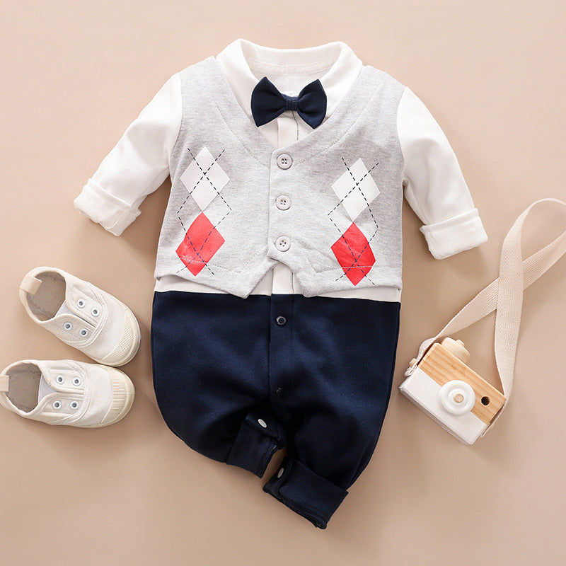 Hermoso Baby Fashion Jumpsuit Spring And Autumn Models Foreign Trade Gentleman