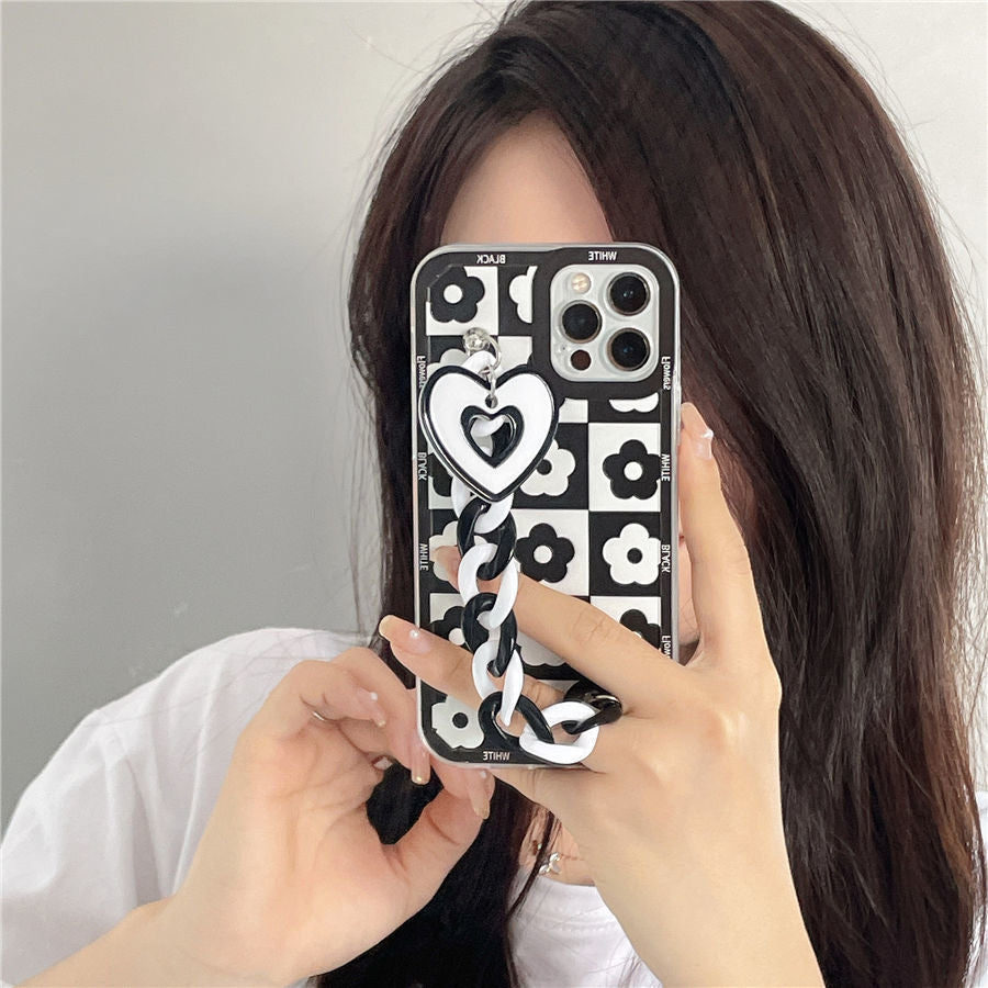 Japanese And Korean Black And White Love Bracelet Silicone Phone Case