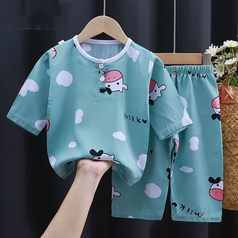 Conjunto fresco para verano Summer Clothes Cotton Silk Air-conditioning Clothes Baby Clothes