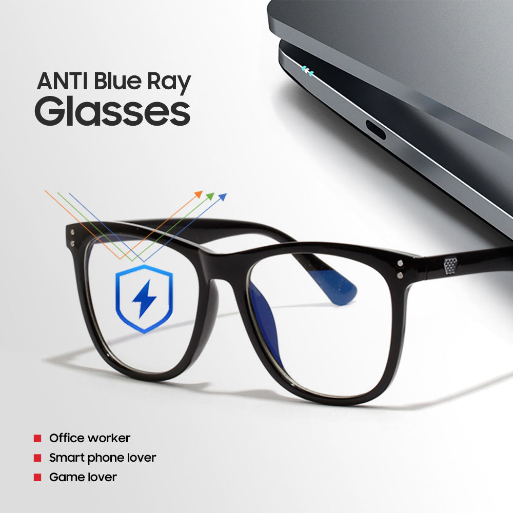 ¿Cansada de la luz del monitor , Te gusta la moda? Tenemos para ti Anti-blue light flat mirror black frame art glasses