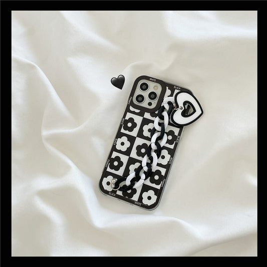 Japanese And Korean Black And White Love Bracelet Silicone Phone Case