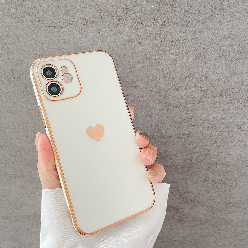 Matte Frosted Electroplating Small Love Phone Case