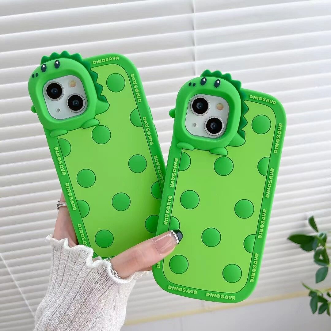 Polka Dots Green Little Dinosaur Silicone Phone Case Phone Case