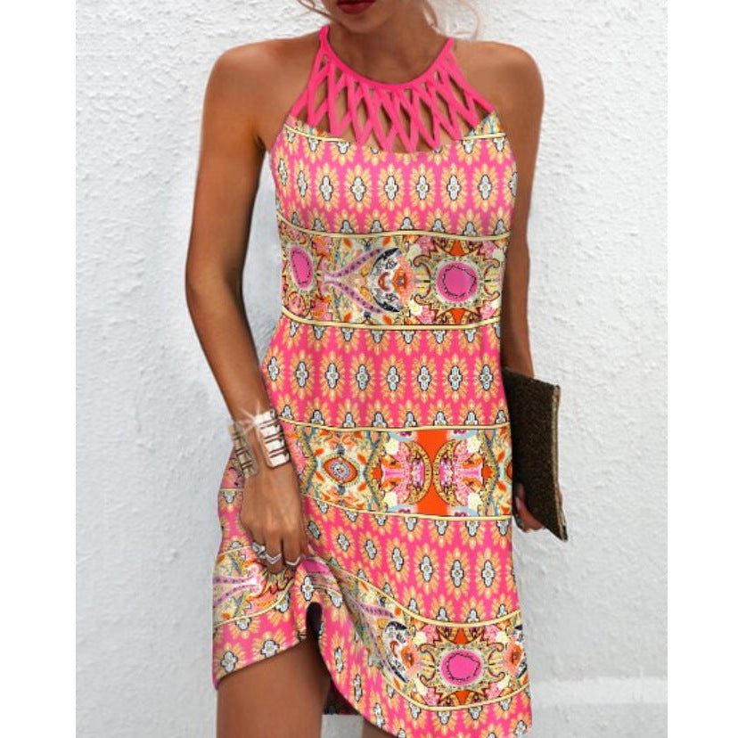 Fashion Vestido Print Dress Casual para verano