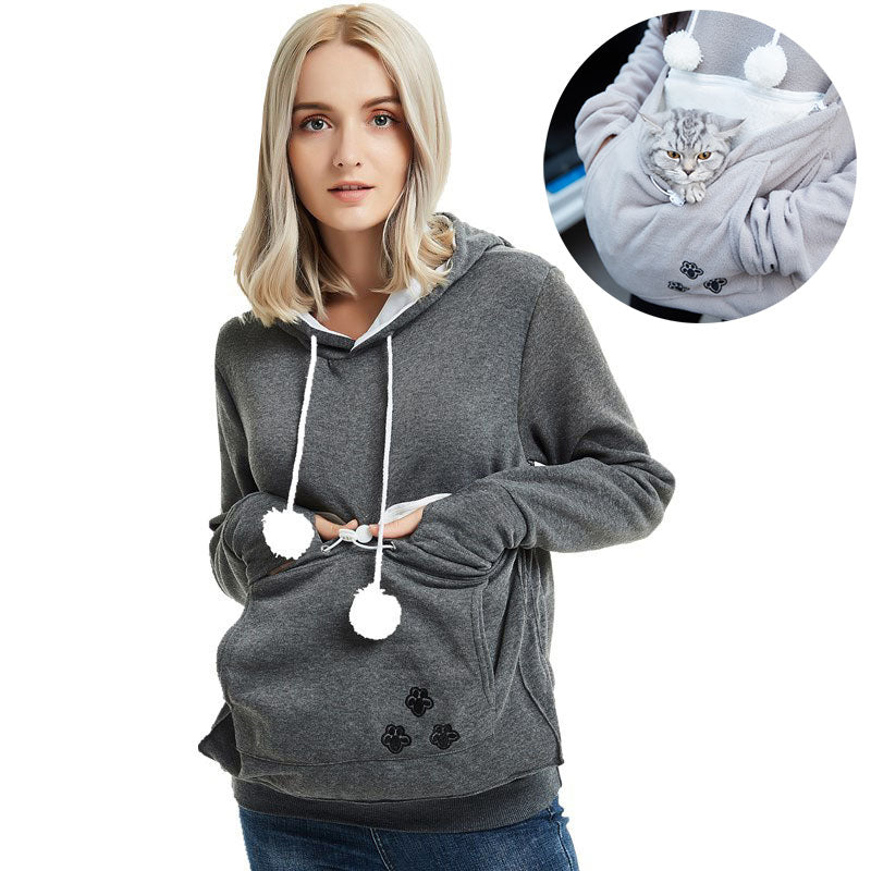 Sudaderas con capucha lindas y cómodas con bolsillo para mascotas para ropa de invierno de mujer