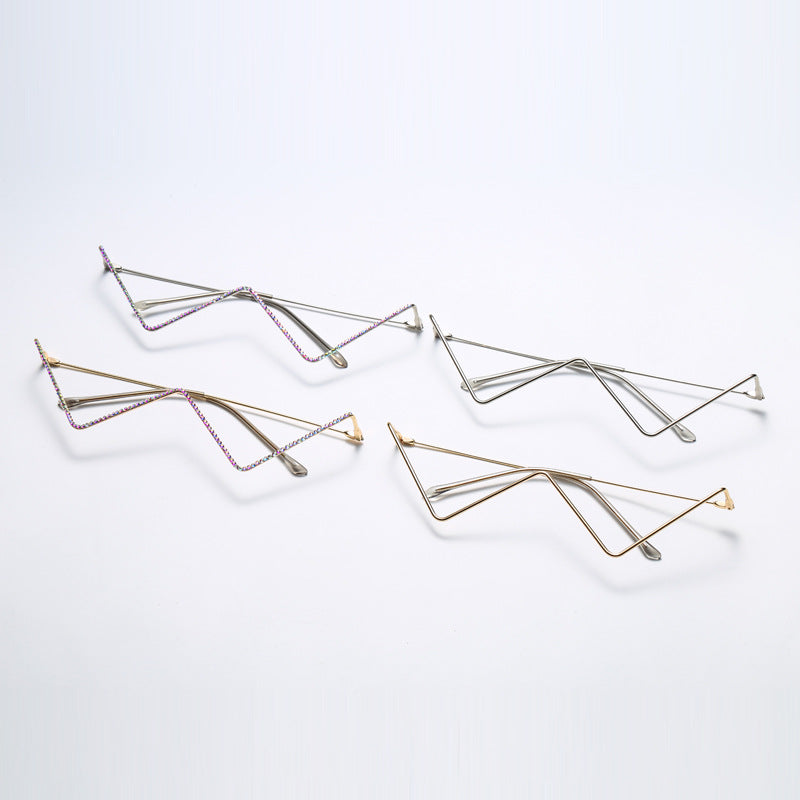 Non-piece metal diamond glasses