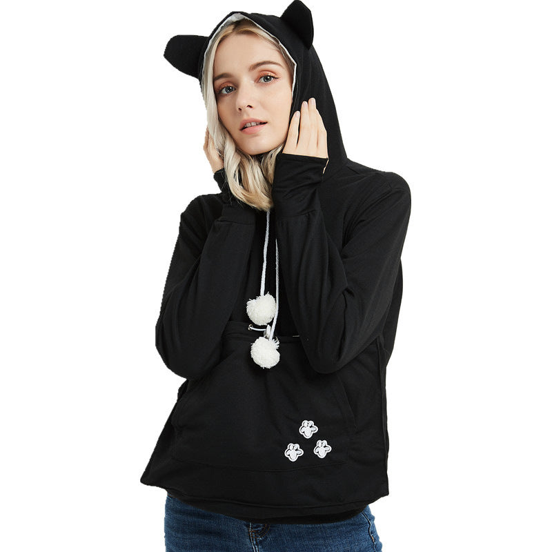 Sudaderas con capucha lindas y cómodas con bolsillo para mascotas para ropa de invierno de mujer