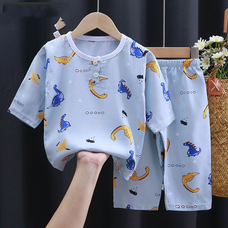 Conjunto fresco para verano Summer Clothes Cotton Silk Air-conditioning Clothes Baby Clothes