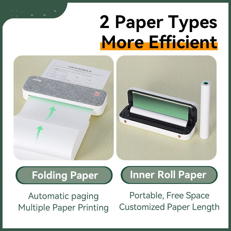 Impresora Portátil de papel A4 Transferencia térmica directa, fotográfica móvil de 210 mm Conexión USB BT incluye 1 rollo de papel térmico Compatible con papel de 2