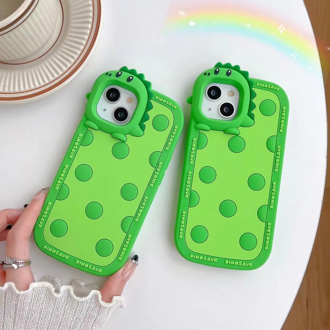 Polka Dots Green Little Dinosaur Silicone Phone Case Phone Case