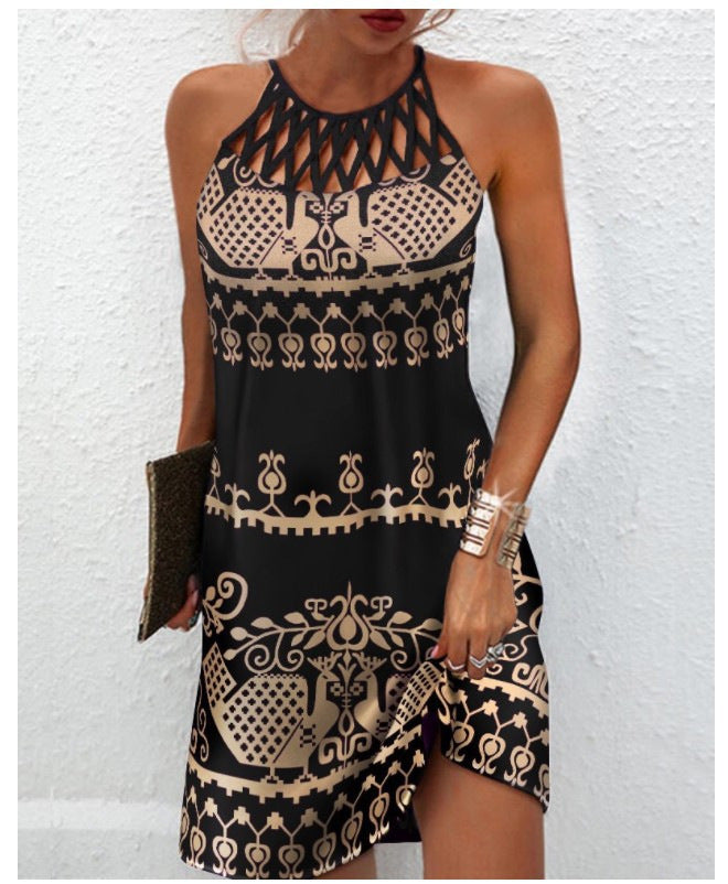 Fashion Vestido Print Dress Casual para verano