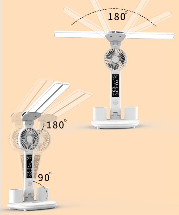 Lámpara para escritorio con ventilador, doble de la iluminación LED