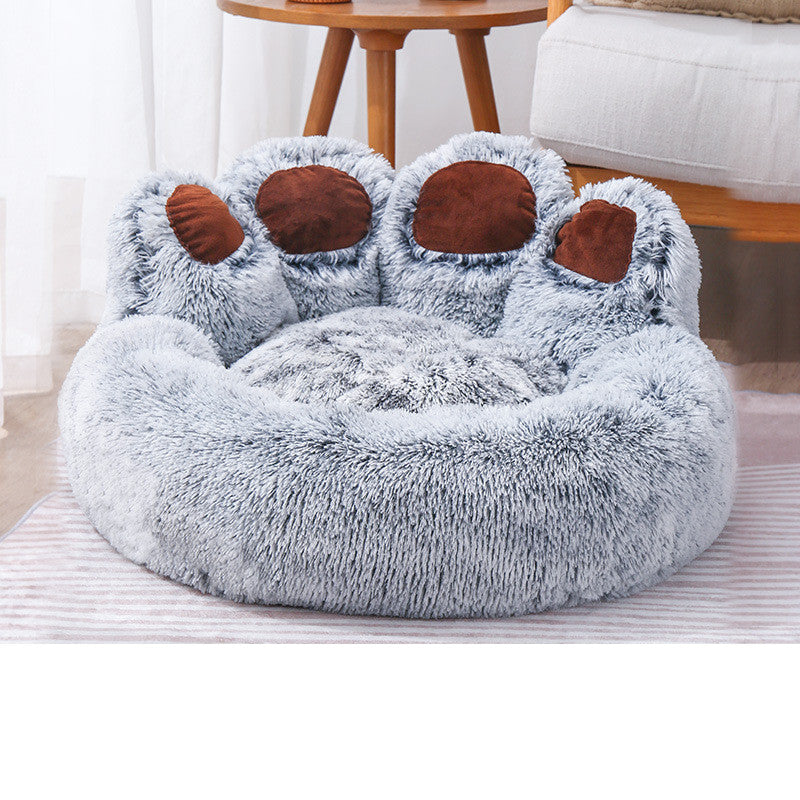 Cama Premium para perros y gatos, estera redonda para mascotas grandes, casa larga de felpa para dormir profundo, cálida forma de pata de oso, cojín súper suave, camas tranquilas