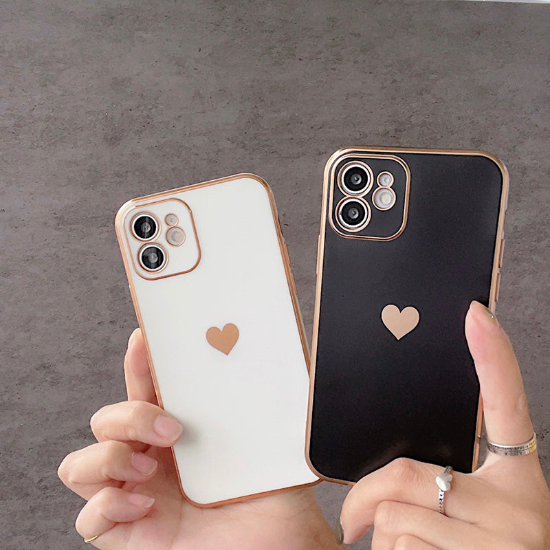 Matte Frosted Electroplating Small Love Phone Case