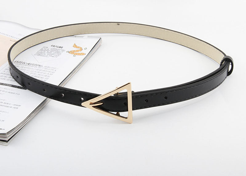 Slim Belt With Snap Button Triangular Buckle Simple