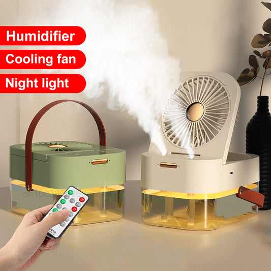 Humidificador, ventilador de pulverización, ventilador portátil, Enfriador de aire, humidificador de aire, ventilador USB, ventilador de escritorio con luz nocturna para electrodomésticos de verano