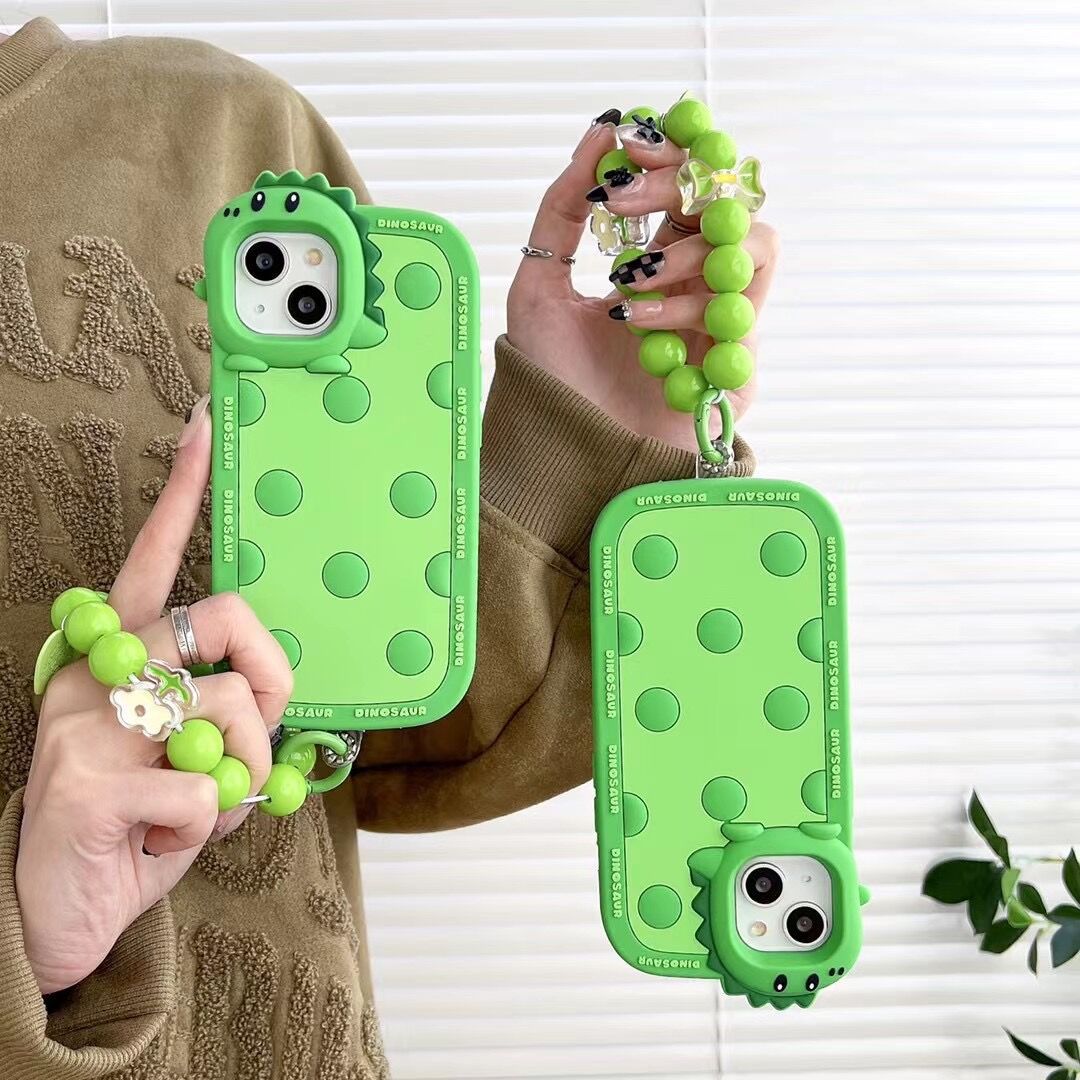 Polka Dots Green Little Dinosaur Silicone Phone Case Phone Case