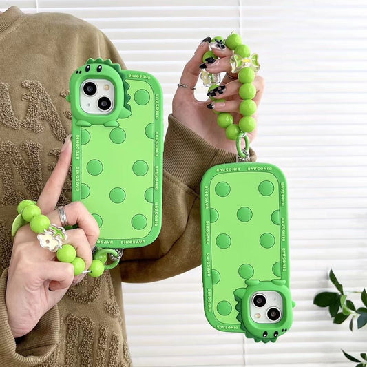 Polka Dots Green Little Dinosaur Silicone Phone Case Phone Case