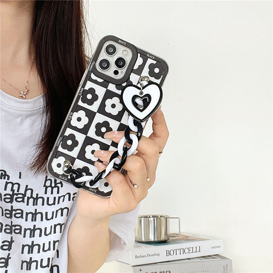 Japanese And Korean Black And White Love Bracelet Silicone Phone Case