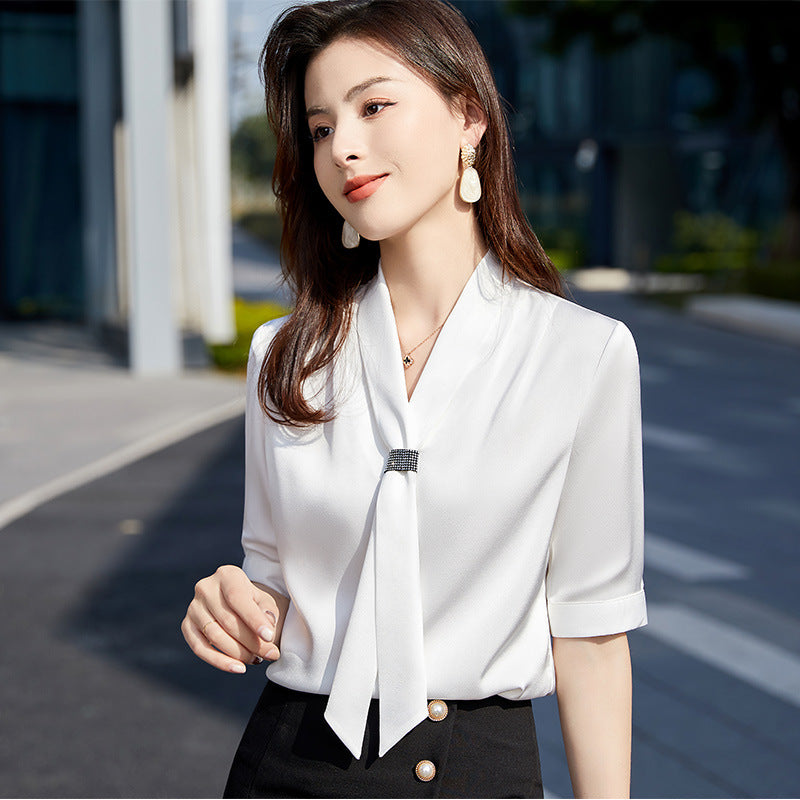 Blusa Chiffon Shirt Women's Mid-sleeve Summer Tooling Thin Section