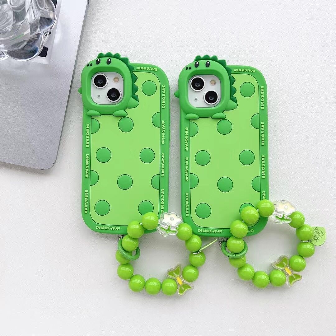 Polka Dots Green Little Dinosaur Silicone Phone Case Phone Case