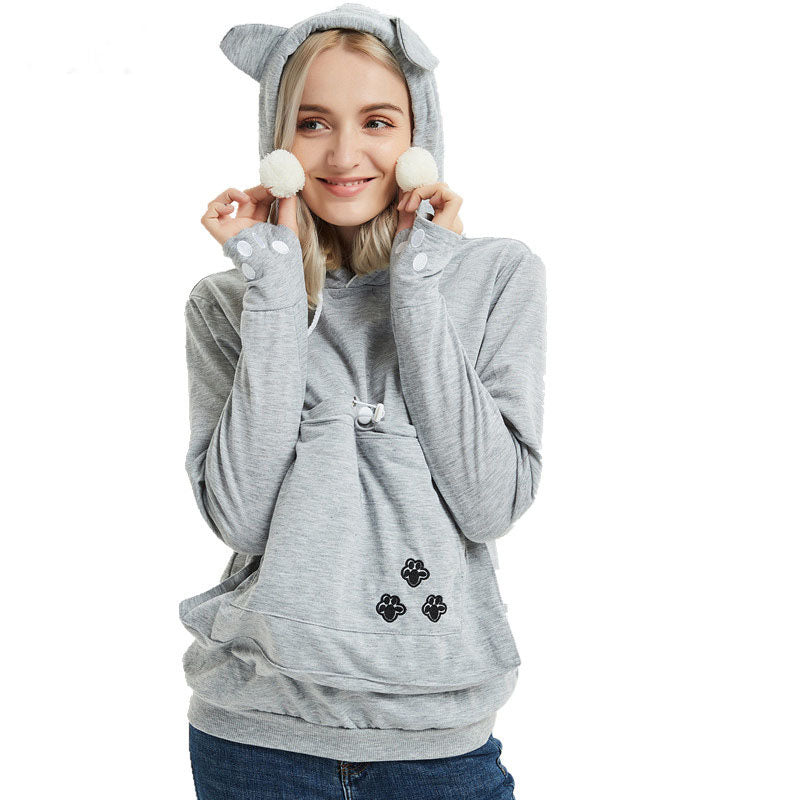 Sudaderas con capucha lindas y cómodas con bolsillo para mascotas para ropa de invierno de mujer