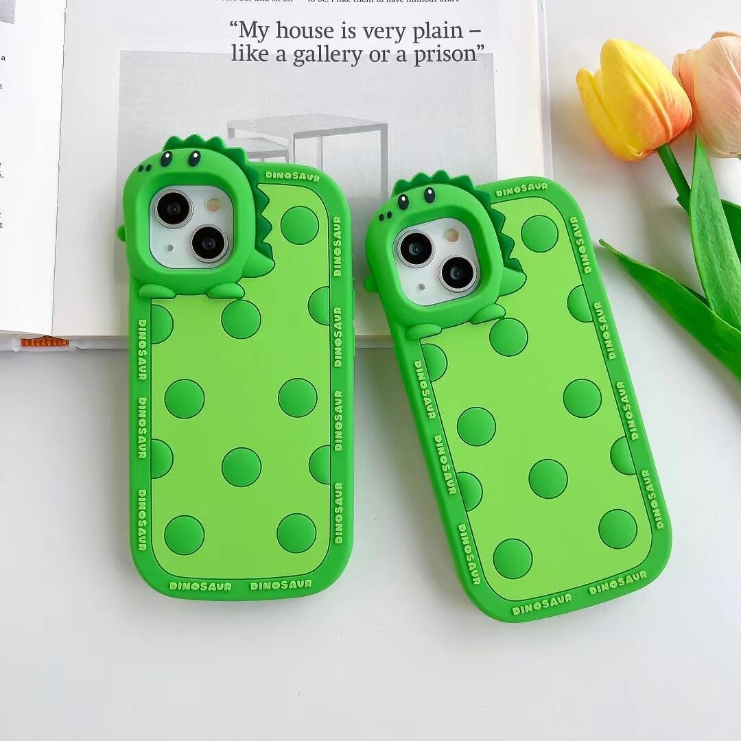 Polka Dots Green Little Dinosaur Silicone Phone Case Phone Case