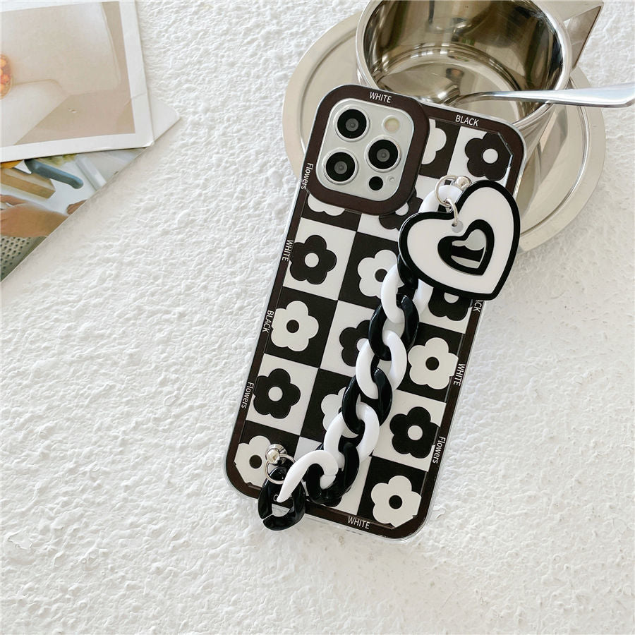 Japanese And Korean Black And White Love Bracelet Silicone Phone Case