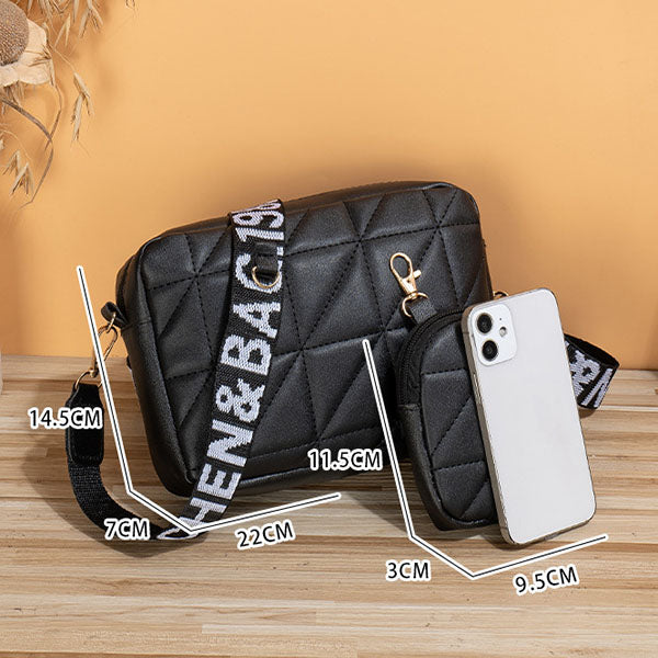 2 piezas Bolsa  Wallet Letter Print Wide Shoulder Strap Small Square Bag Large Capacity Cell Phone Crossbody Bags