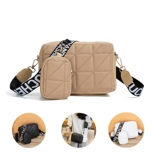 2 piezas Bolsa  Wallet Letter Print Wide Shoulder Strap Small Square Bag Large Capacity Cell Phone Crossbody Bags