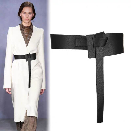 Ladies Outerwear Extra Wide Decorative Shirt Coat With Skirt Fashion Versatile Belt Accessories