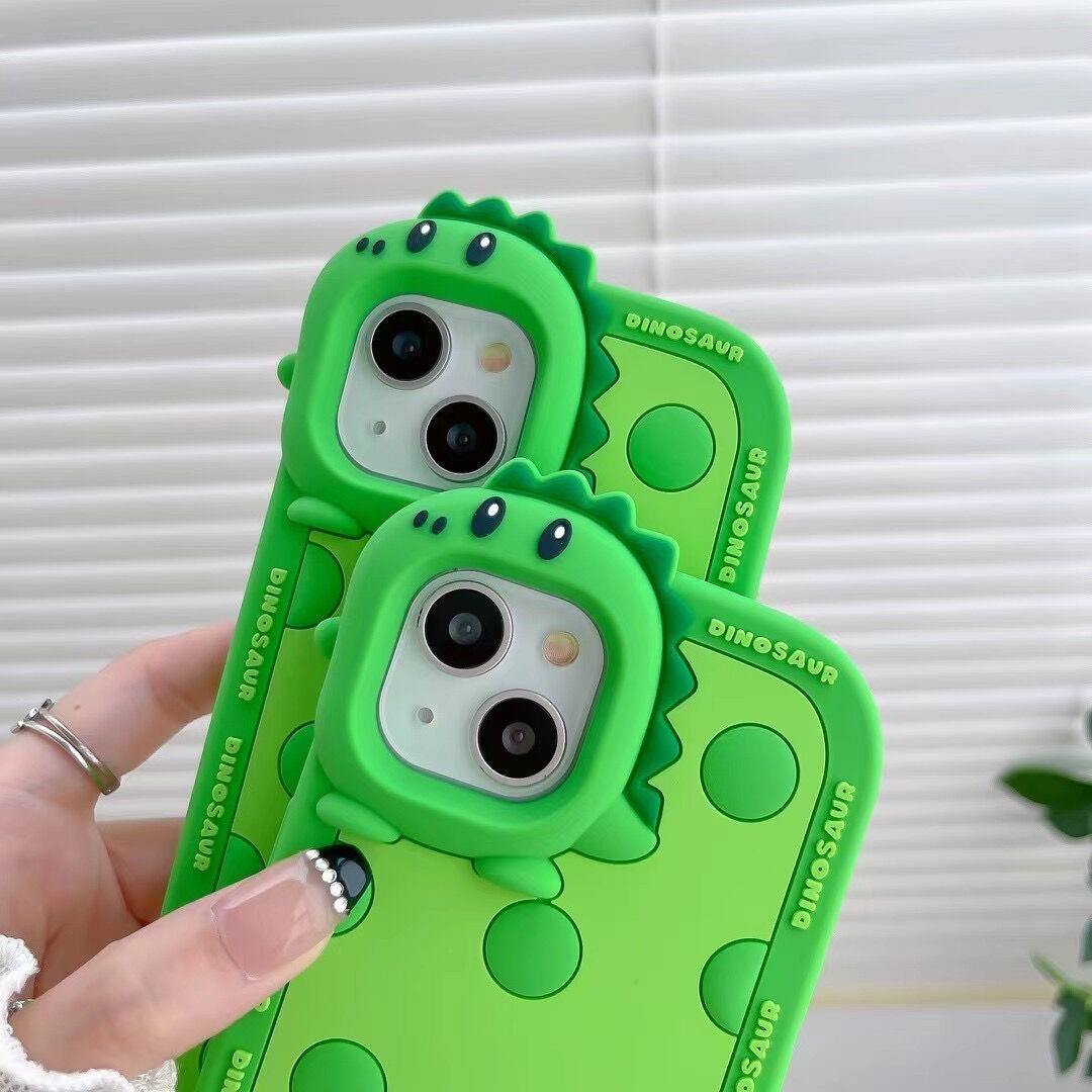 Polka Dots Green Little Dinosaur Silicone Phone Case Phone Case