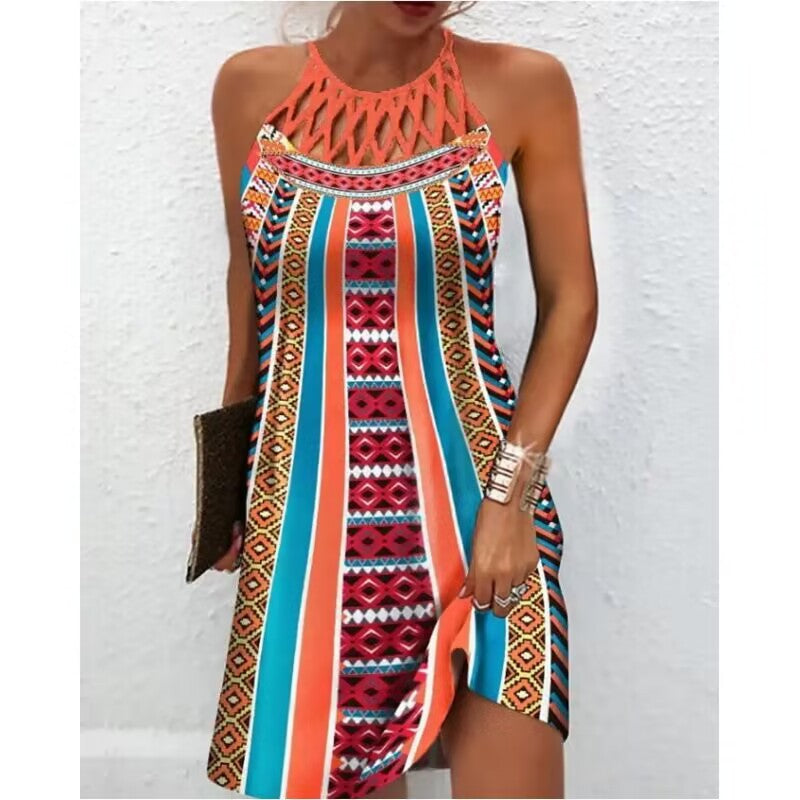 Fashion Vestido Print Dress Casual para verano